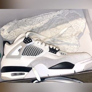 AIR JORDAN 4 RETRO ( White/Black-Neutral Grey)